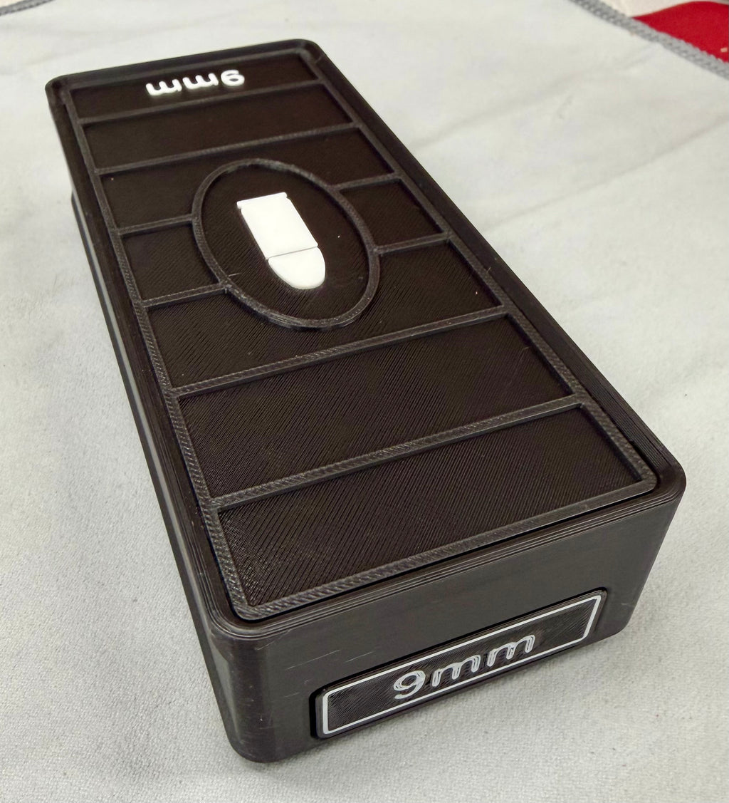 52 Round 9mm Ammo Box In Black & White 3D Printed Sliding Lock Case