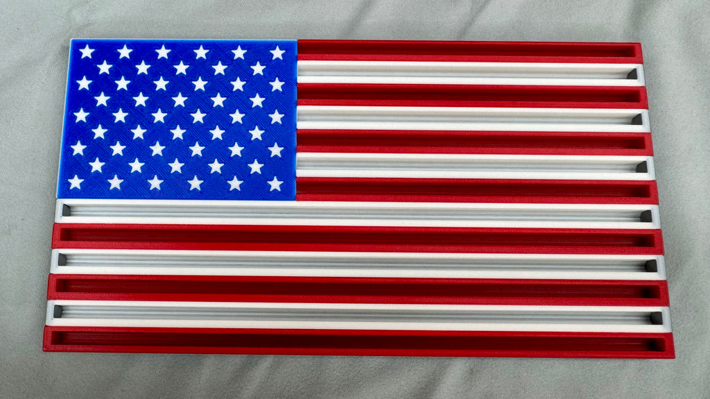 American Flag Challenge Coin Display – 3D Printed Patriotic Coin Holder (5” x 9.5”)