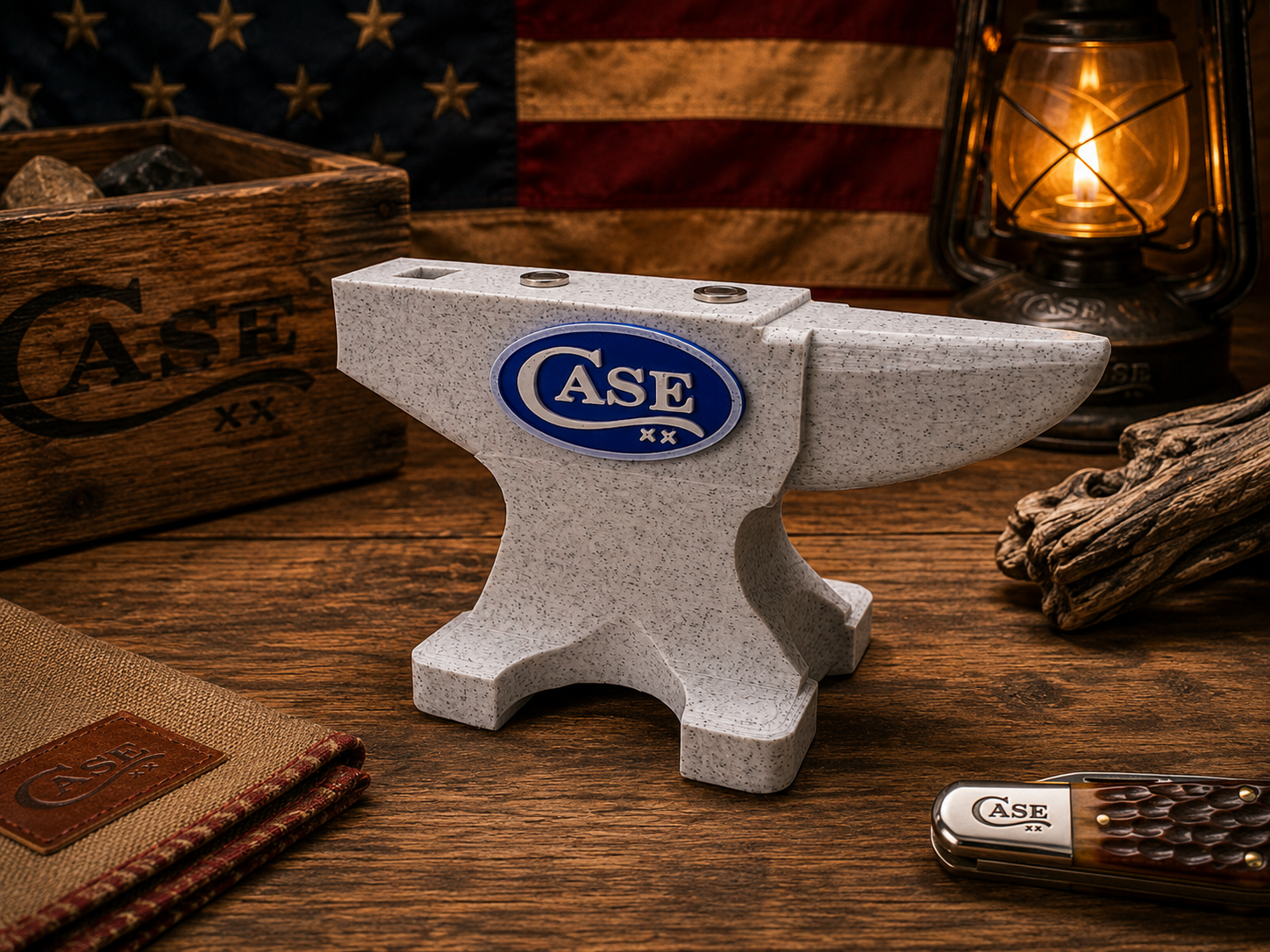 Case XX Magnetic Anvil Knife Display Marble & Blue