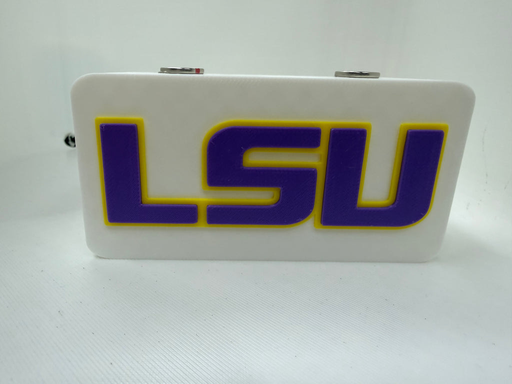 LSU Tigers Magnetic Knife Display Block 3D Printed White with Purple & Gold Pocket Knife Stand