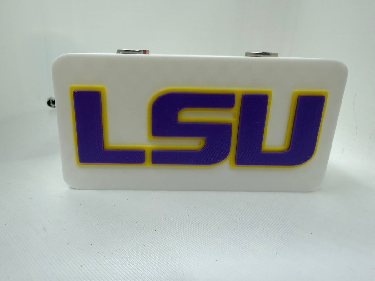 LSU Tigers Magnetic Knife Display Block 3D Printed White with Purple & Gold Pocket Knife Stand
