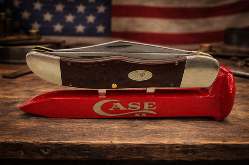 Case XX Railroad Spike Knife Display Stand – Magnetic Pocket Knife Holder – Handcrafted Steel Collector Display