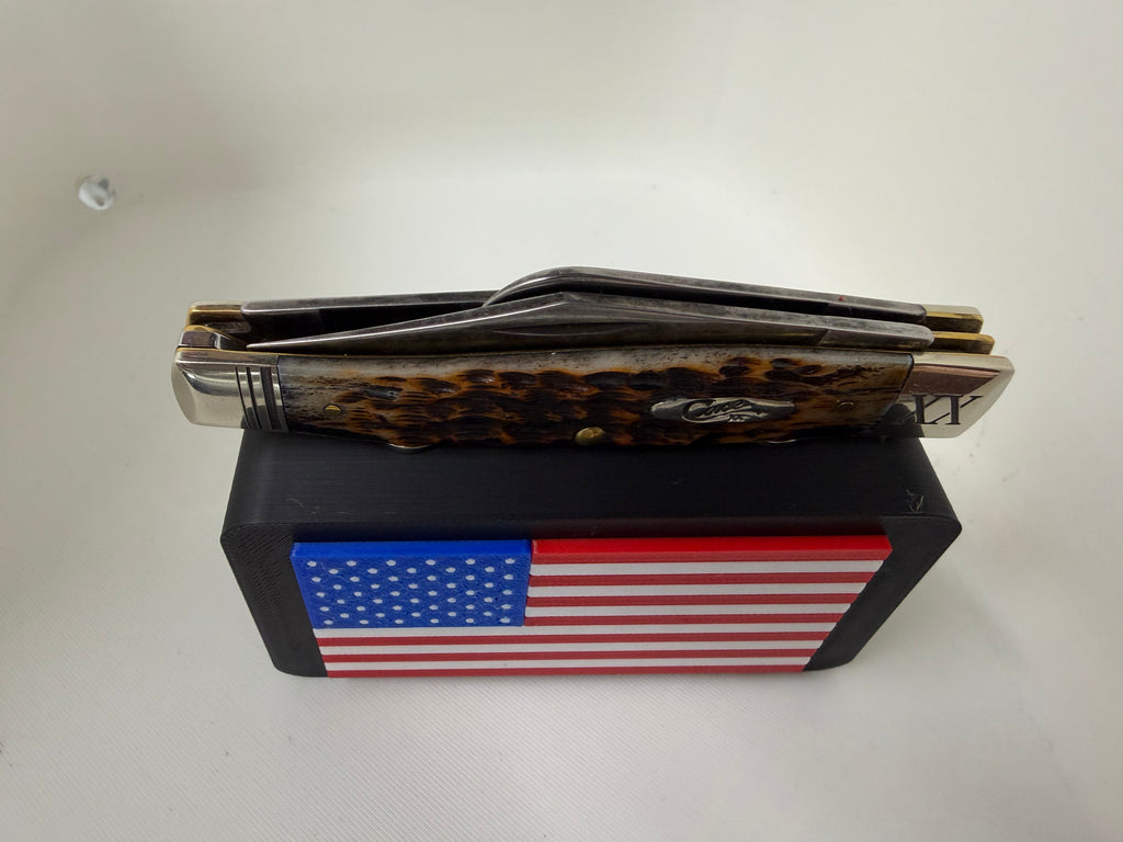 American Flag Magnetic Pocket Knife Display Block – 3D Printed in Black