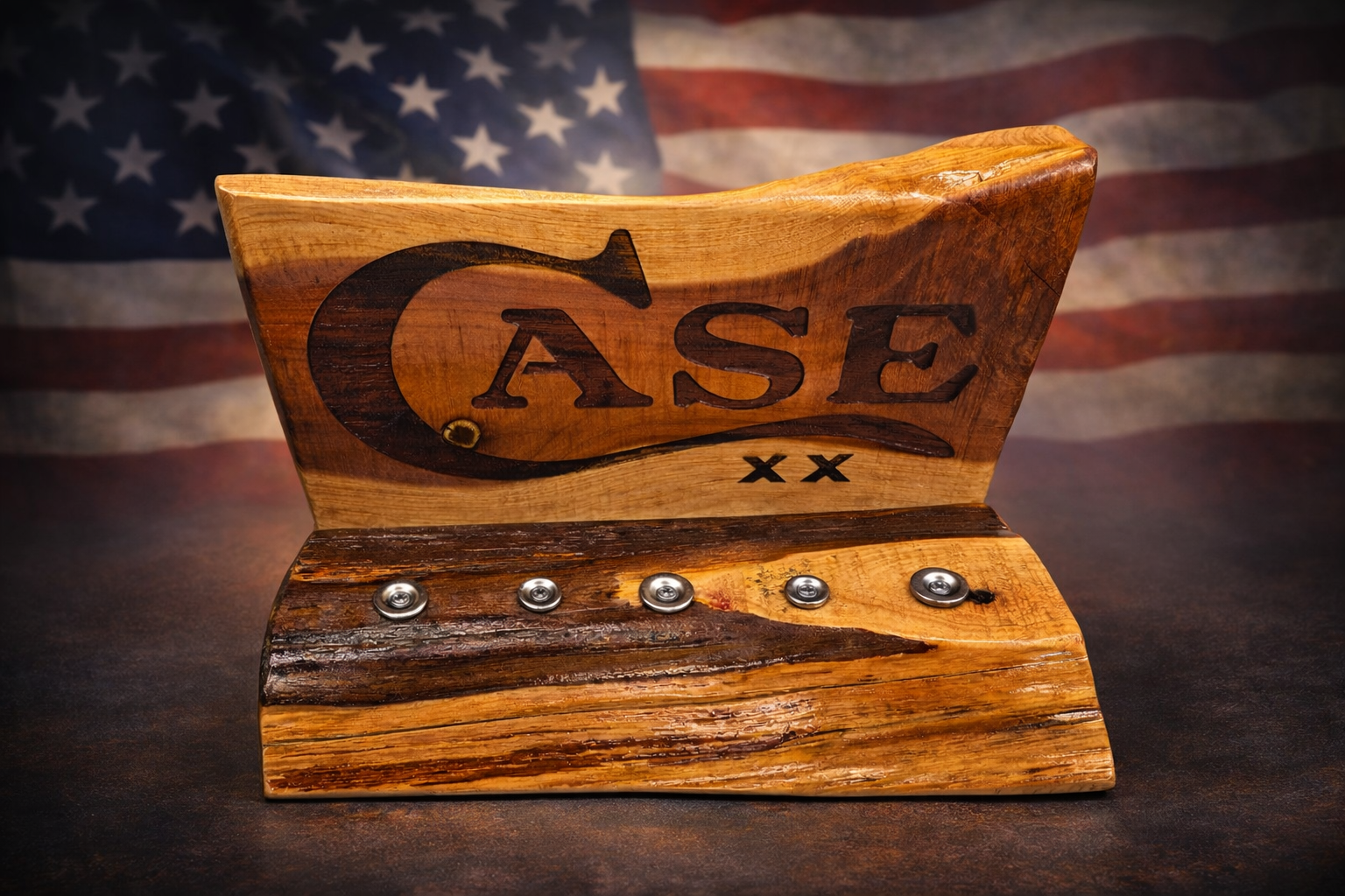 Handcrafted Cedar Case XX Magnetic Knife Display – One-of-a-Kind Collector Stand