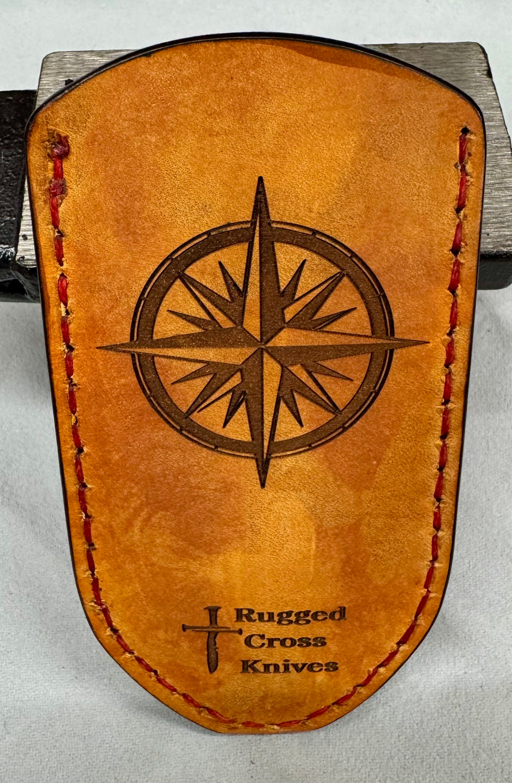 Custom Jerusalem Cross Leather Pocket Knife Slip – Handmade & Personalized