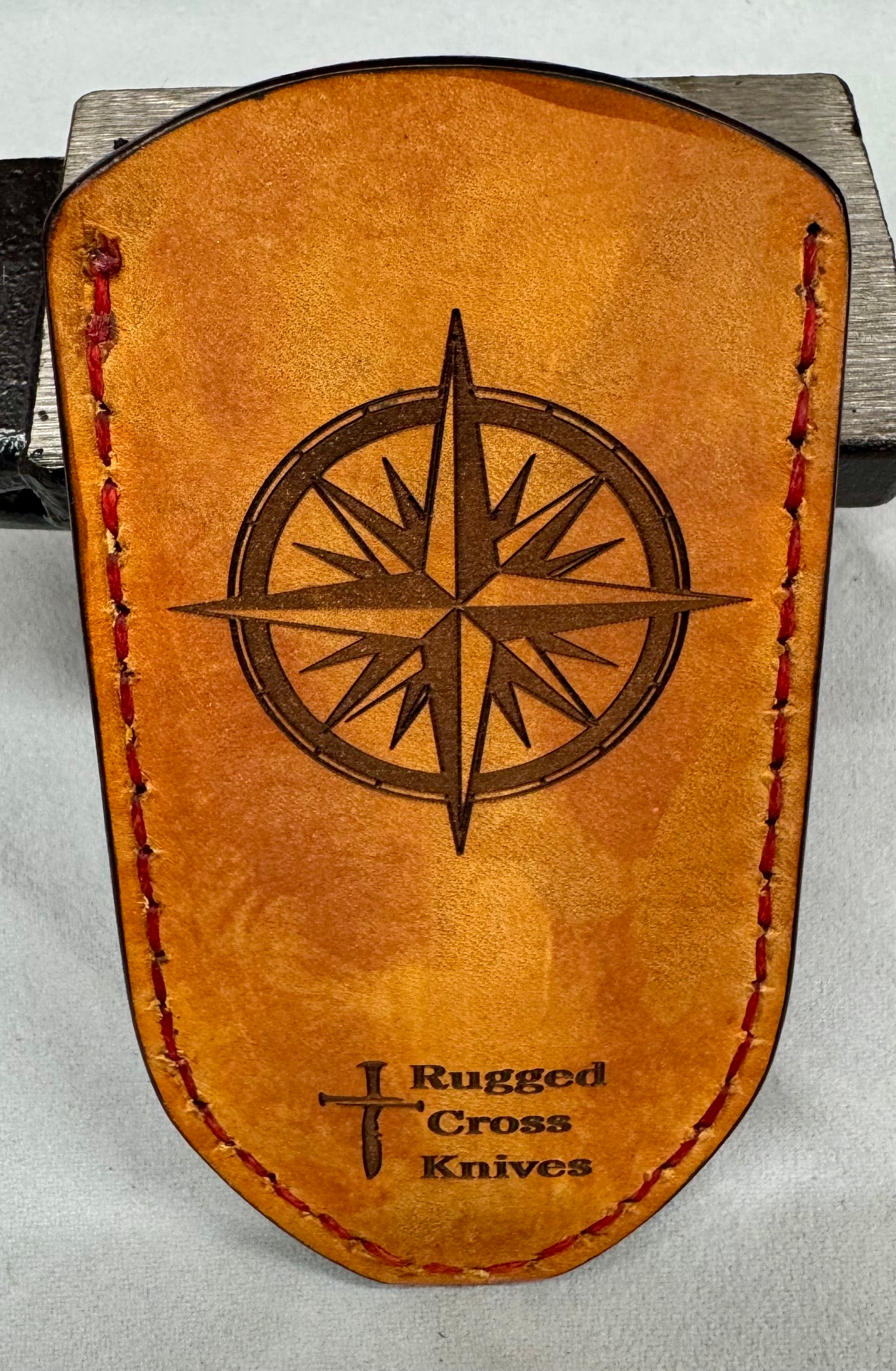 Custom Jerusalem Cross Leather Pocket Knife Slip – Handmade & Personalized