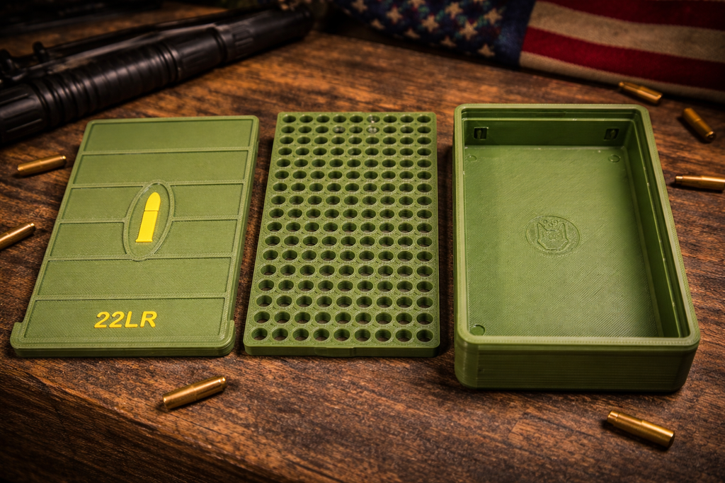 .22LR Tactical Ammo Box – 150 Round Capacity | OD Green Sliding Lock Case