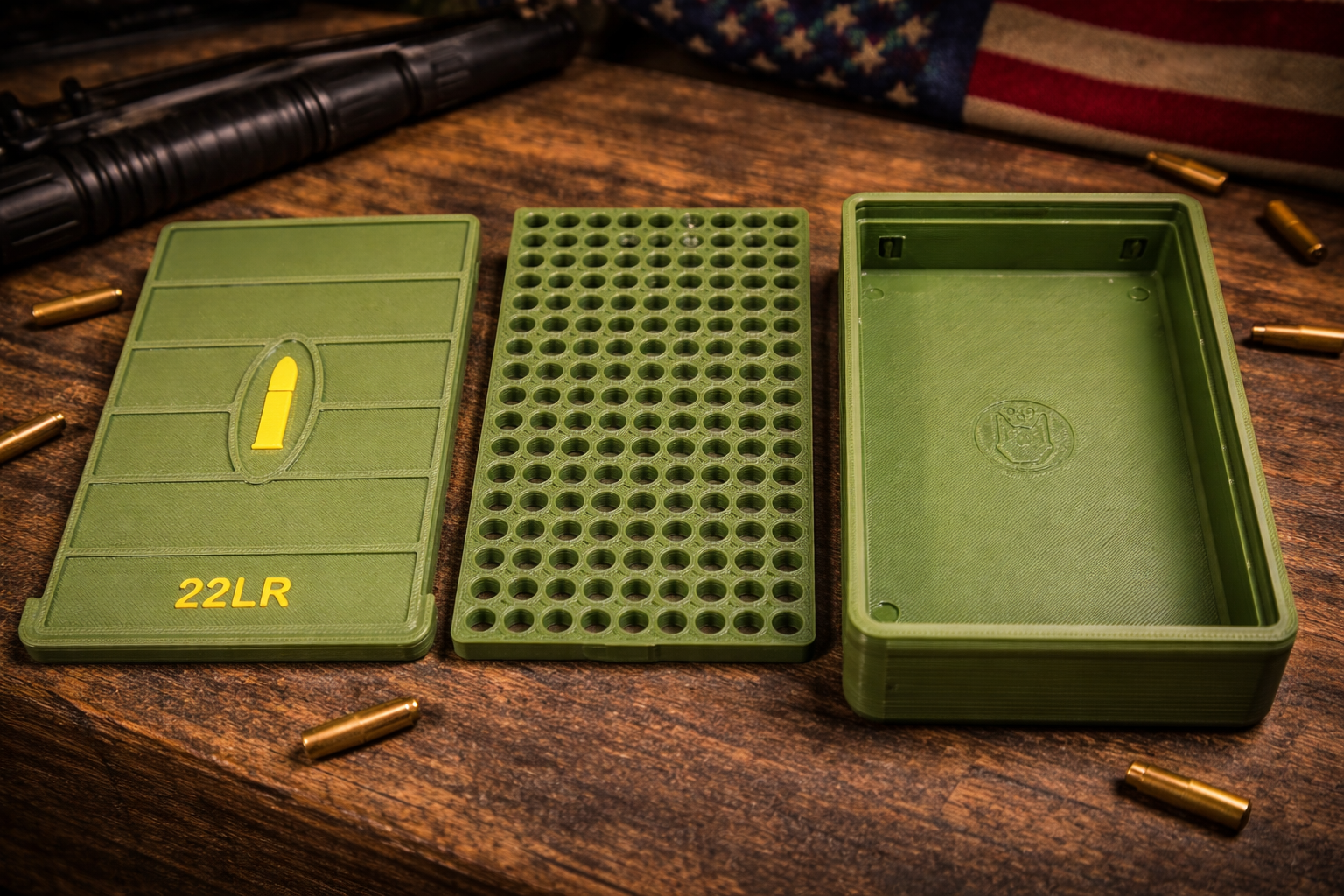.22LR Tactical Ammo Box – 150 Round Capacity | OD Green Sliding Lock Case