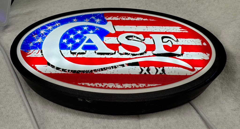 Limited Run Case XX American Flag Light Box – 3D Printed LED Knife Display Sign (10x6x1 1/2)