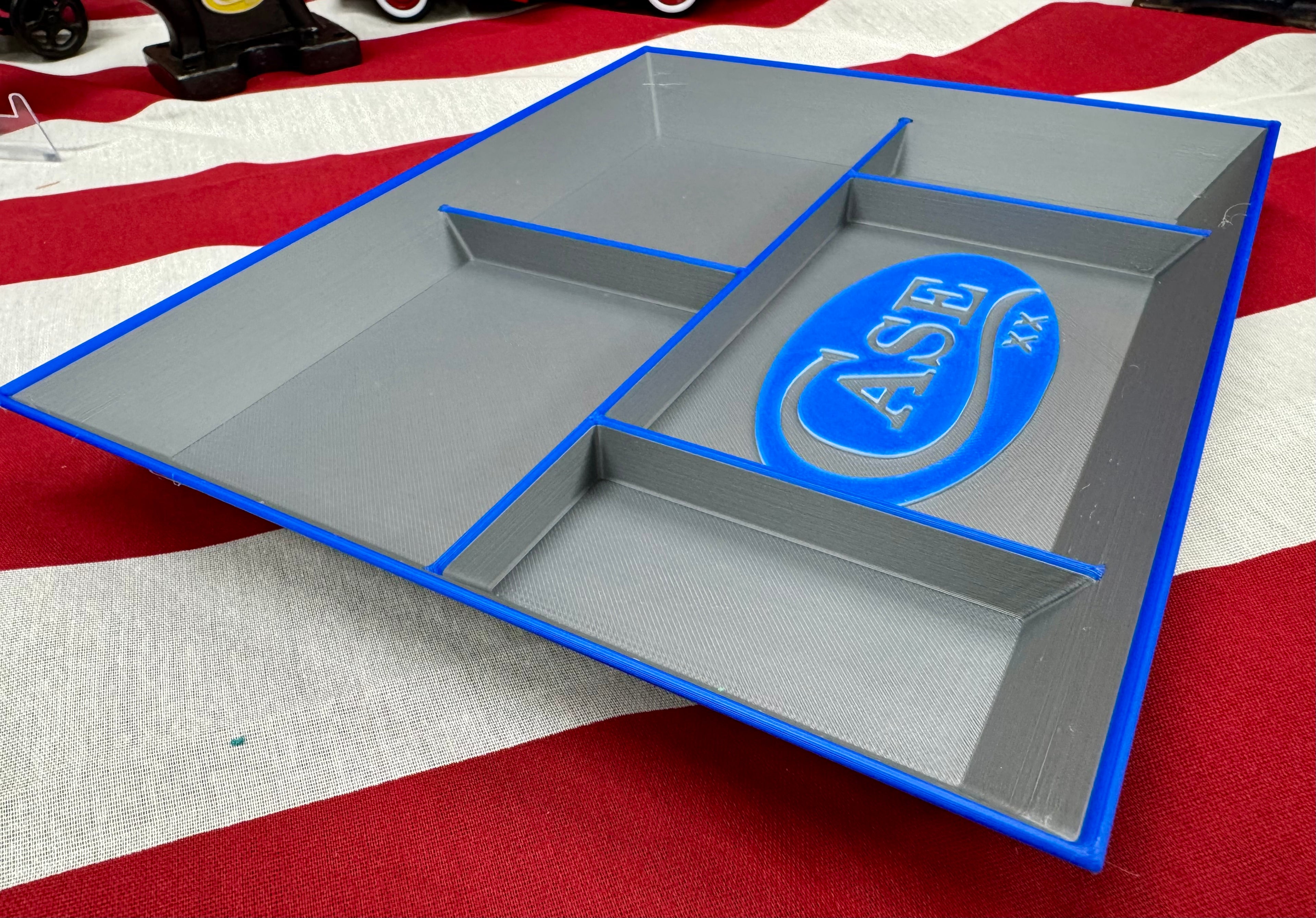 Blue & Gray Case XX EDC Pocket Dump Tray – 3D Printed Organizer | Knife Collector Catch-All Tray (8” x 10”)