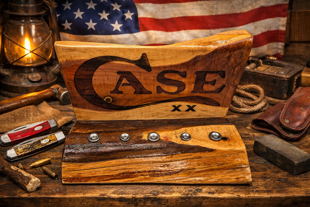 Handcrafted Cedar Case XX Magnetic Knife Display – One-of-a-Kind Collector Stand