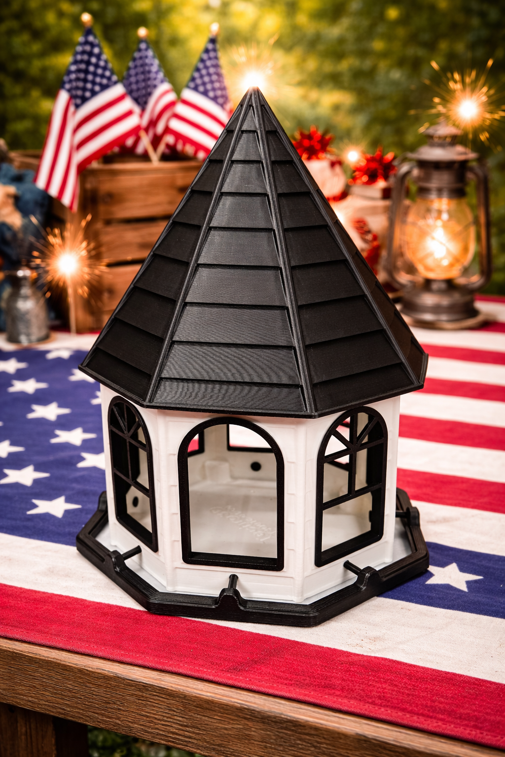 3D Printed Bird Feeder with Mounting Bracket – Black & White Outdoor Feeder | Rugged Finds Collection