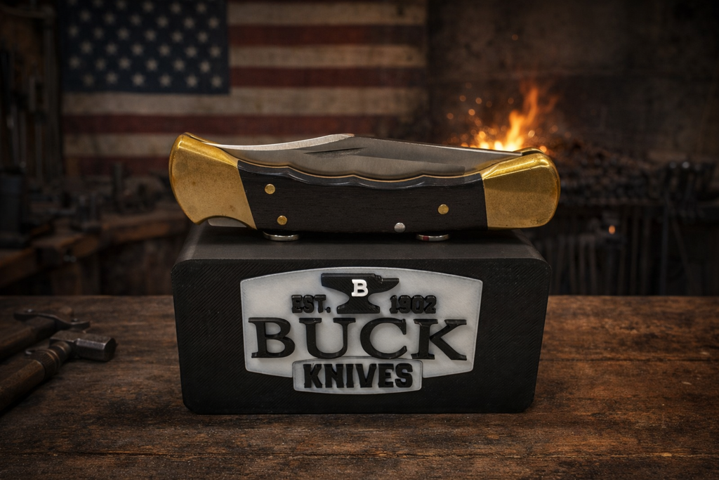 Buck Knives Magnetic Display Stand – Black 3D Printed Knife Holder (4” x 2” x 1.5”)