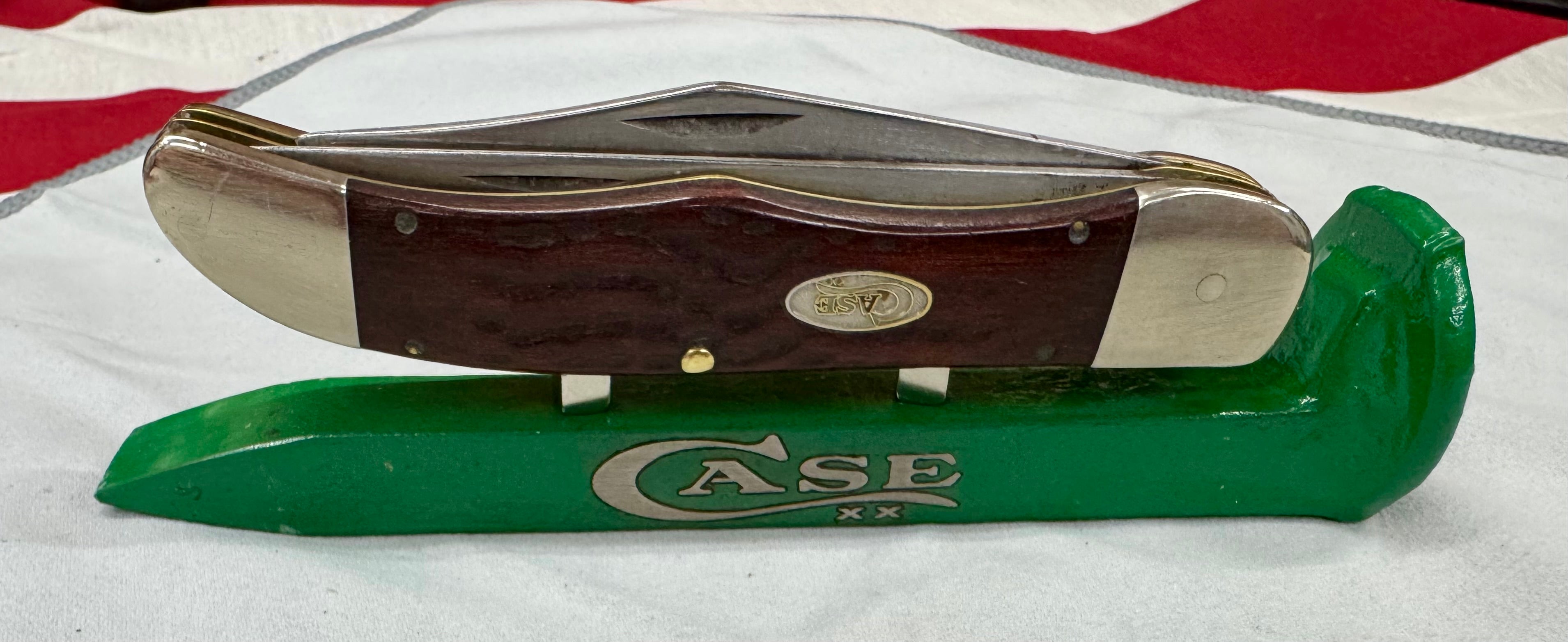Case XX Green Railroad Spike Knife Display – Magnetic Pocket Knife Stand – Repurposed Railroad Spike