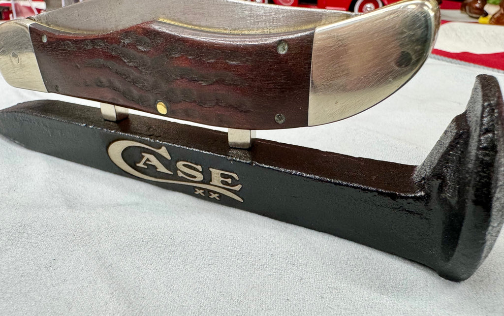 Case XX Black Railroad Spike Knife Display Stand – Magnetic Pocket Knife Holder – Handcrafted Steel Collector Display!
