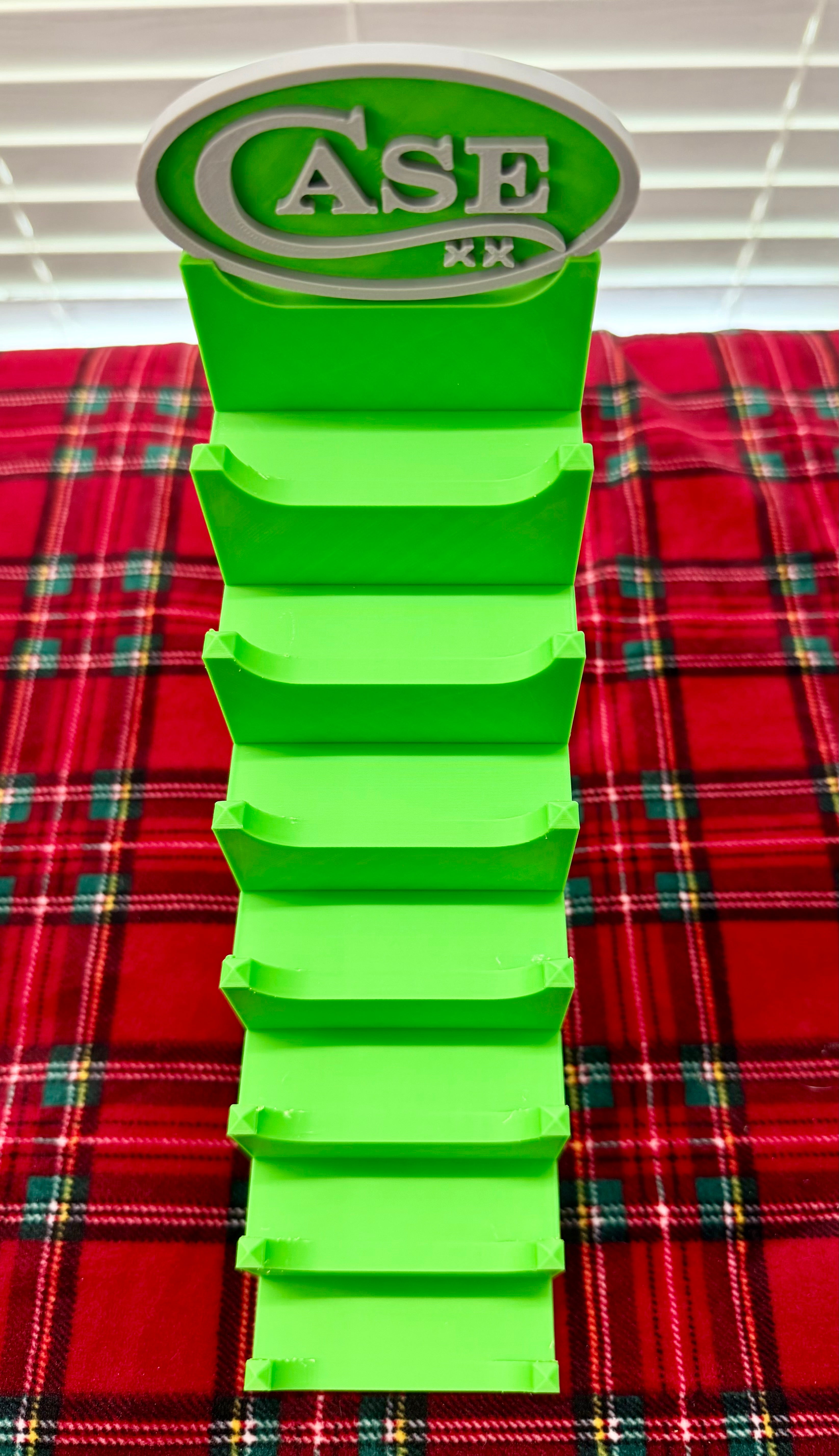 Case XX 7-Tier Knife Display Tower 3D Printed Collector Stand Green with Gray