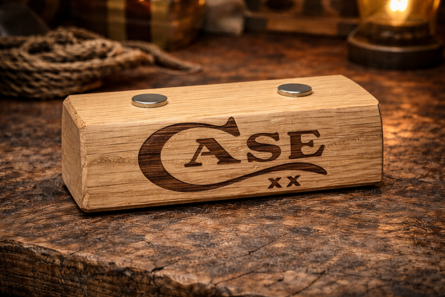 Handmade Case XX Oak Wood Knife Display Stand - Set of 4