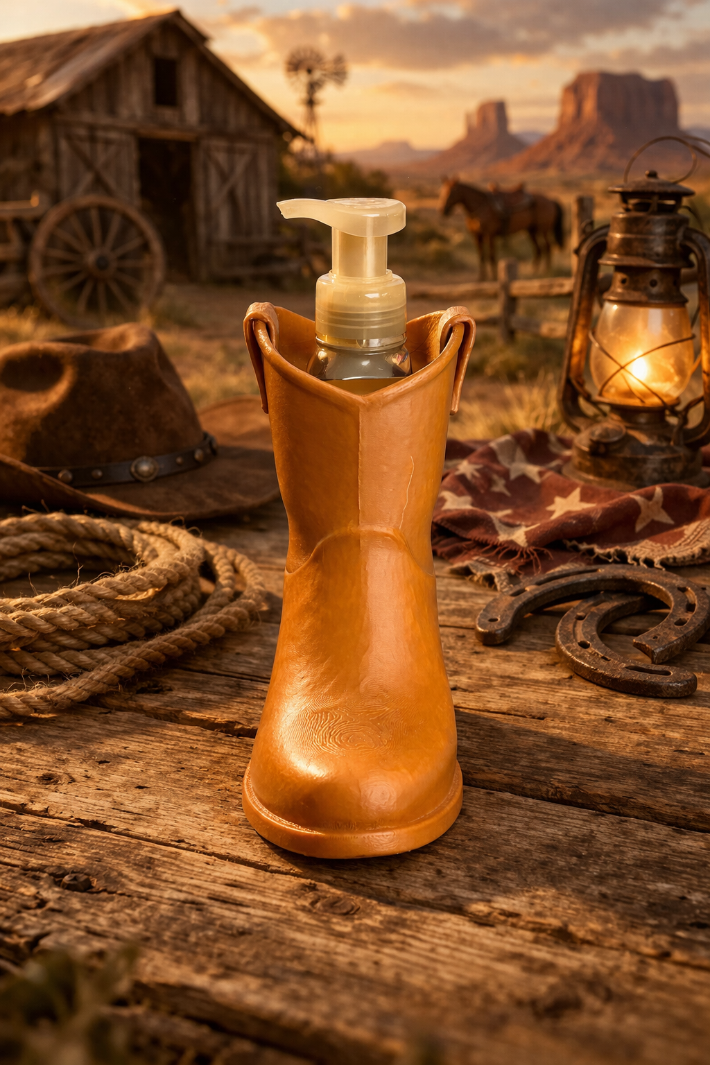 Western Cowboy Boot Soap Holder – Rustic Bathroom Decor Dispenser Holder – Farmhouse Ranch Style Gift