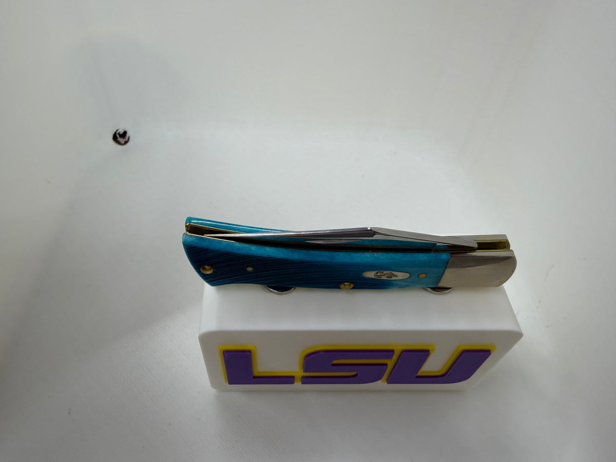 LSU Tigers Magnetic Knife Display Block 3D Printed White with Purple & Gold Pocket Knife Stand