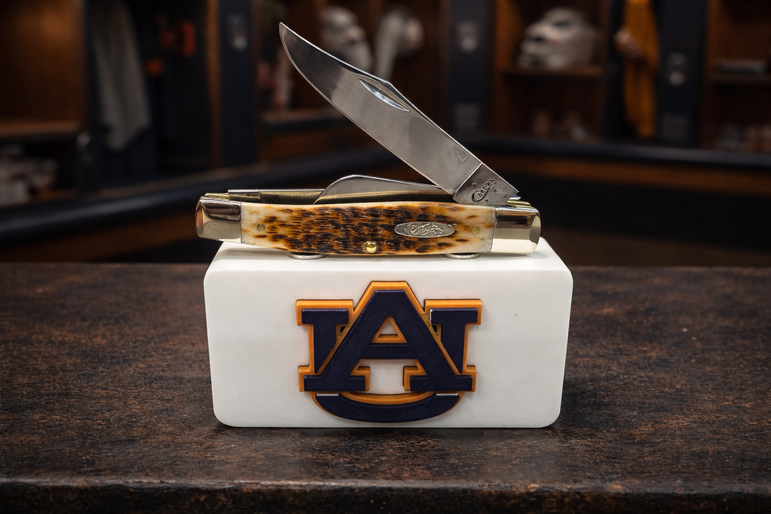 Auburn Tigers Magnetic Knife Display Stand – 3D Printed EDC Holder (4” x 2”)