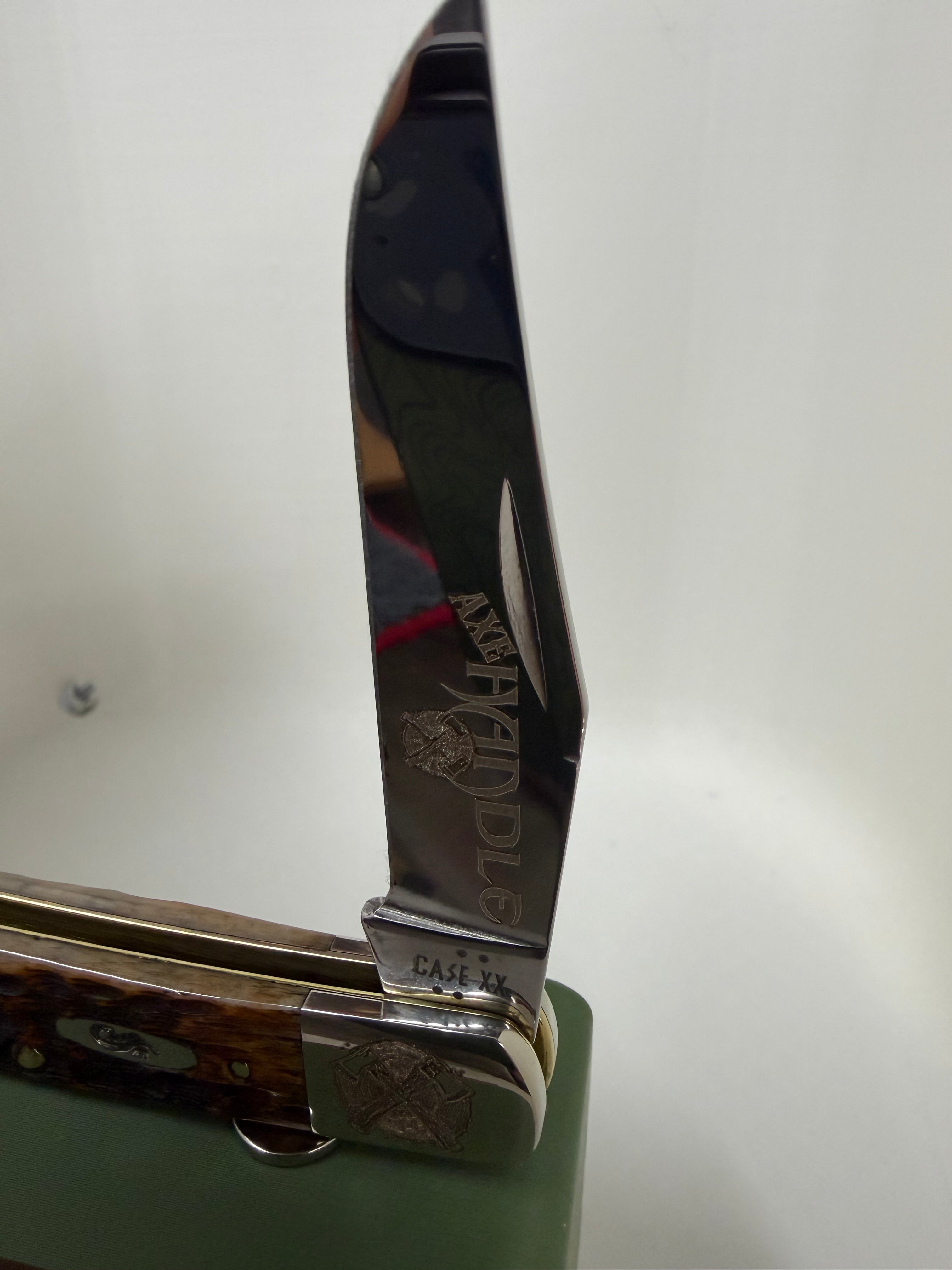 2026 Case XX Axe Handle – Custom Dark Amber Bone – Crossed Axe Edition