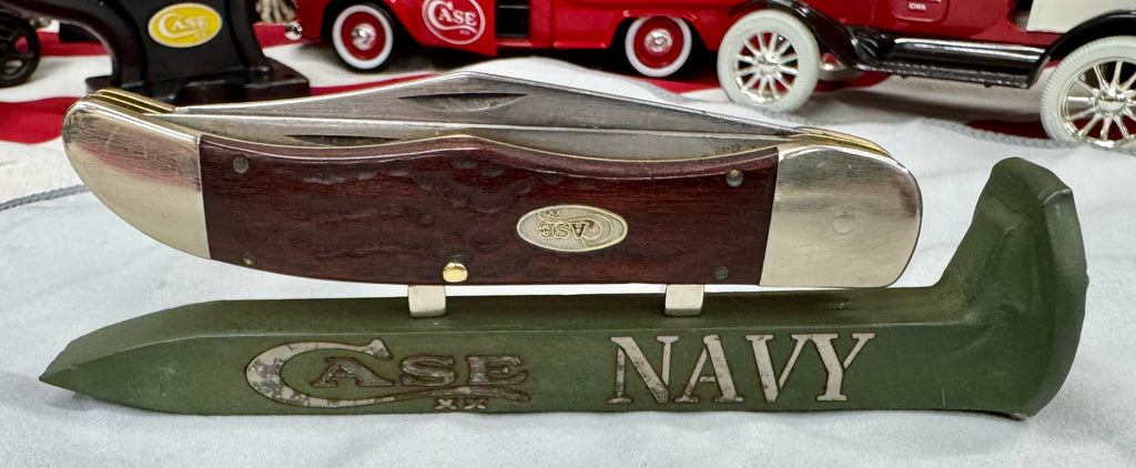 US Navy Railroad Spike Knife Display – OD Green Case XX Engraved Stand w/ Magnetic Holder – Authentic Retired Alabama Rail Spike