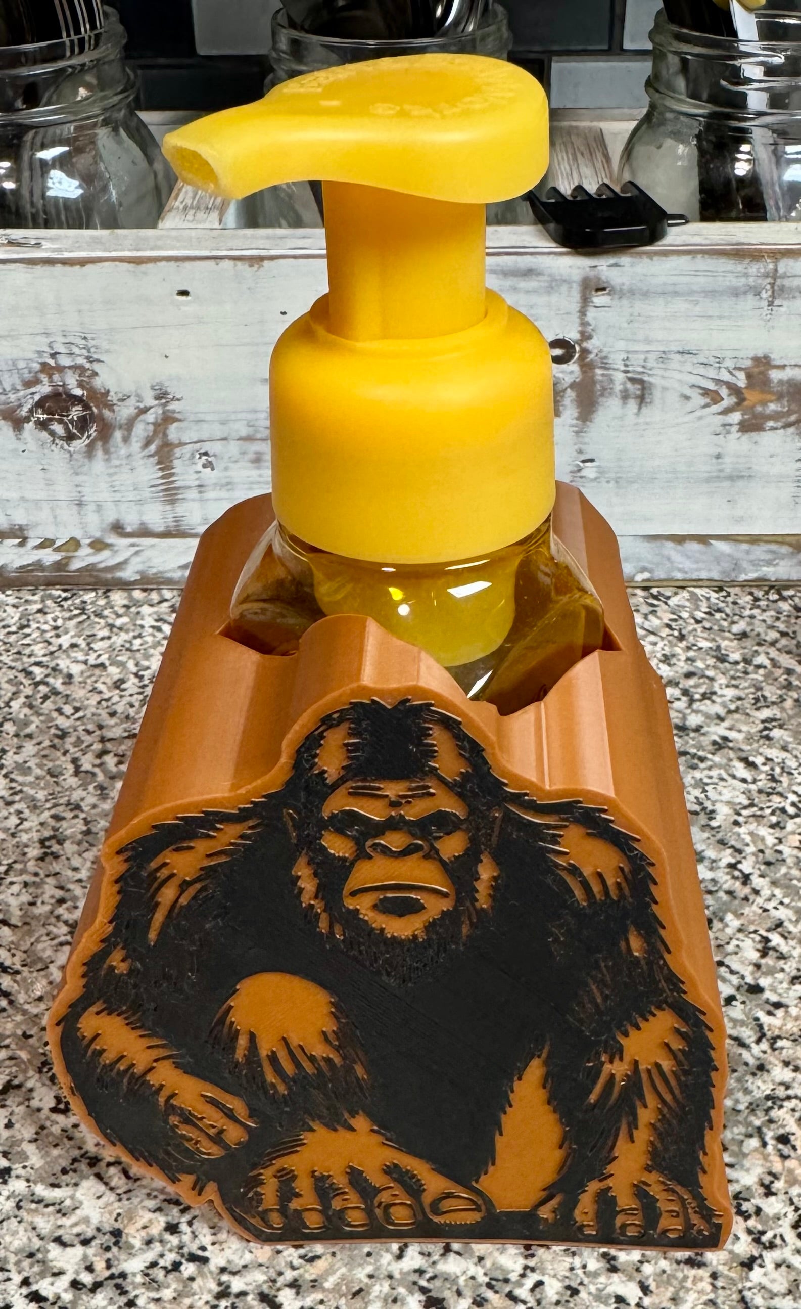 Sasquatch Foaming Soap Dispenser Holder – 3D Printed Rustic Bathroom Decor | Rugged Finds Collection