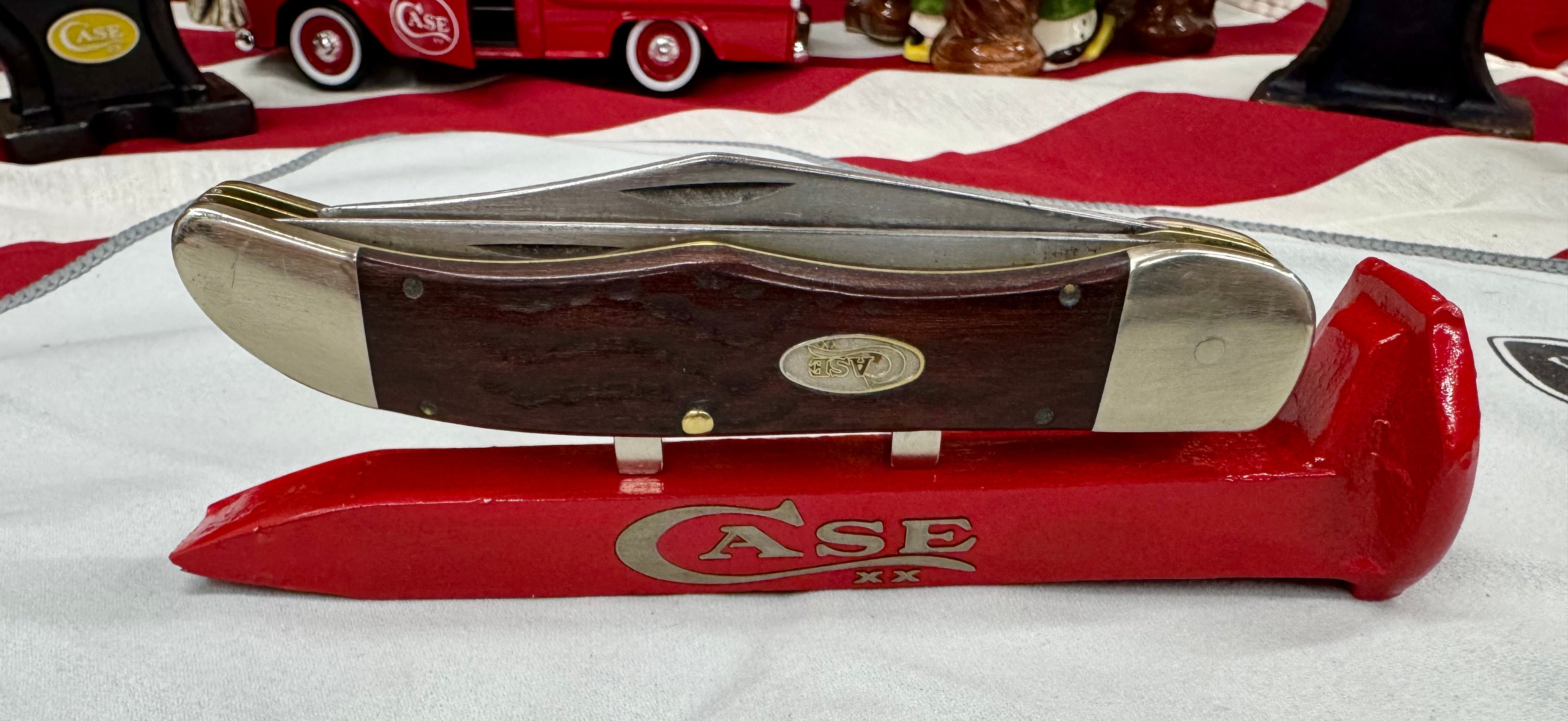 Case XX Railroad Spike Knife Display Stand – Magnetic Pocket Knife Holder – Handcrafted Steel Collector Display