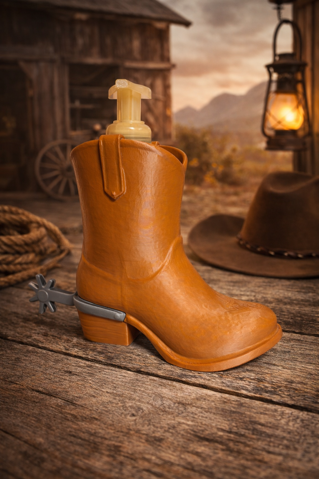 Western Cowboy Boot Soap Holder – Rustic Bathroom Decor Dispenser Holder – Farmhouse Ranch Style Gift