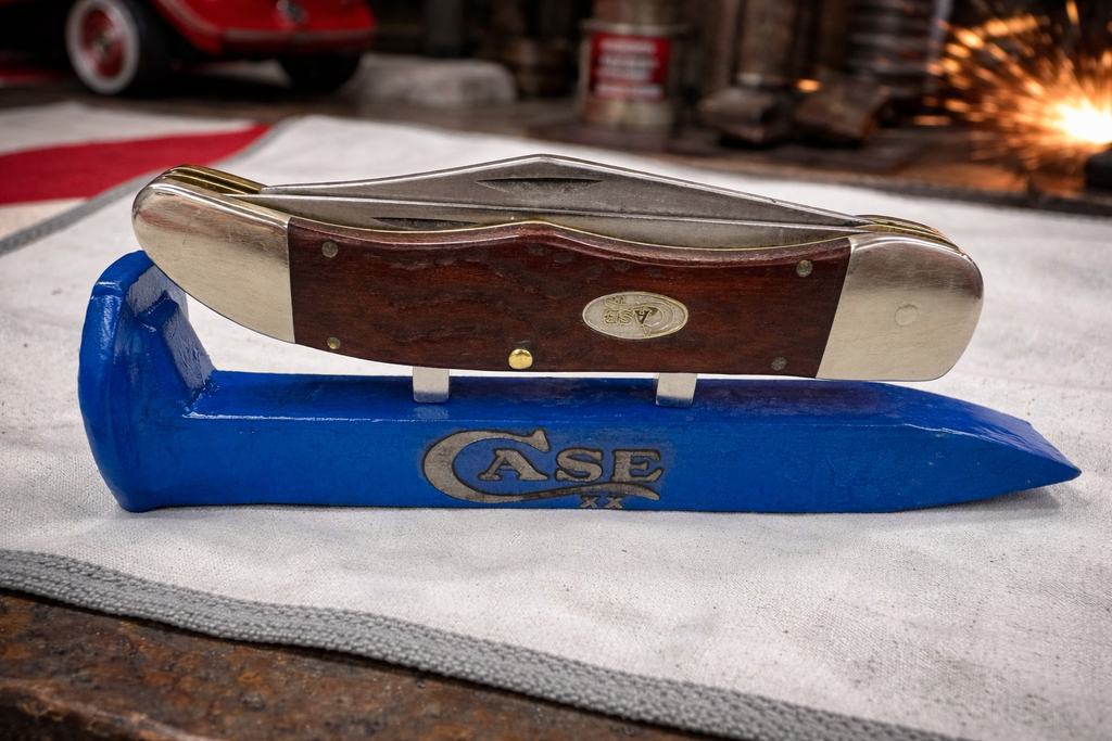 Case XX Blue Railroad Spike Knife Display – Magnetic Custom Knife Stand
