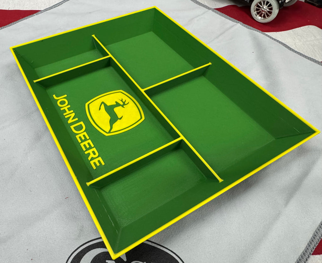 John Deere EDC Dump Tray – Green & Yellow 3D Printed Organizer | 10” x 8” Farmhouse Catch-All