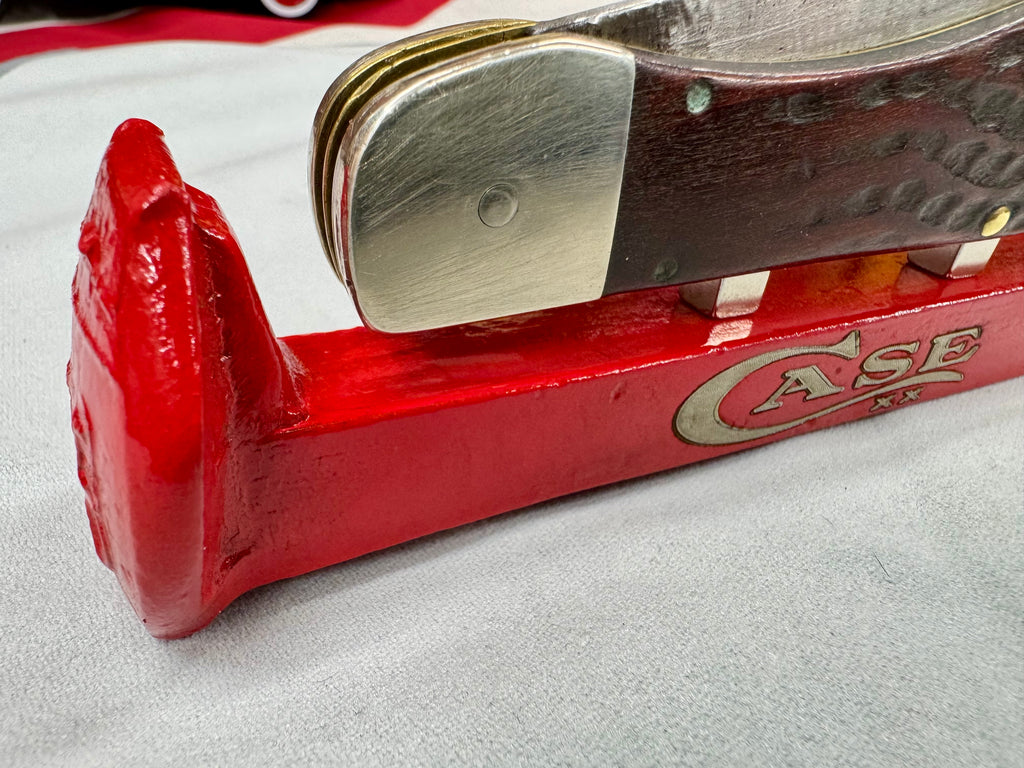 Case XX Railroad Spike Knife Display Stand – Magnetic Pocket Knife Holder – Handcrafted Steel Collector Display