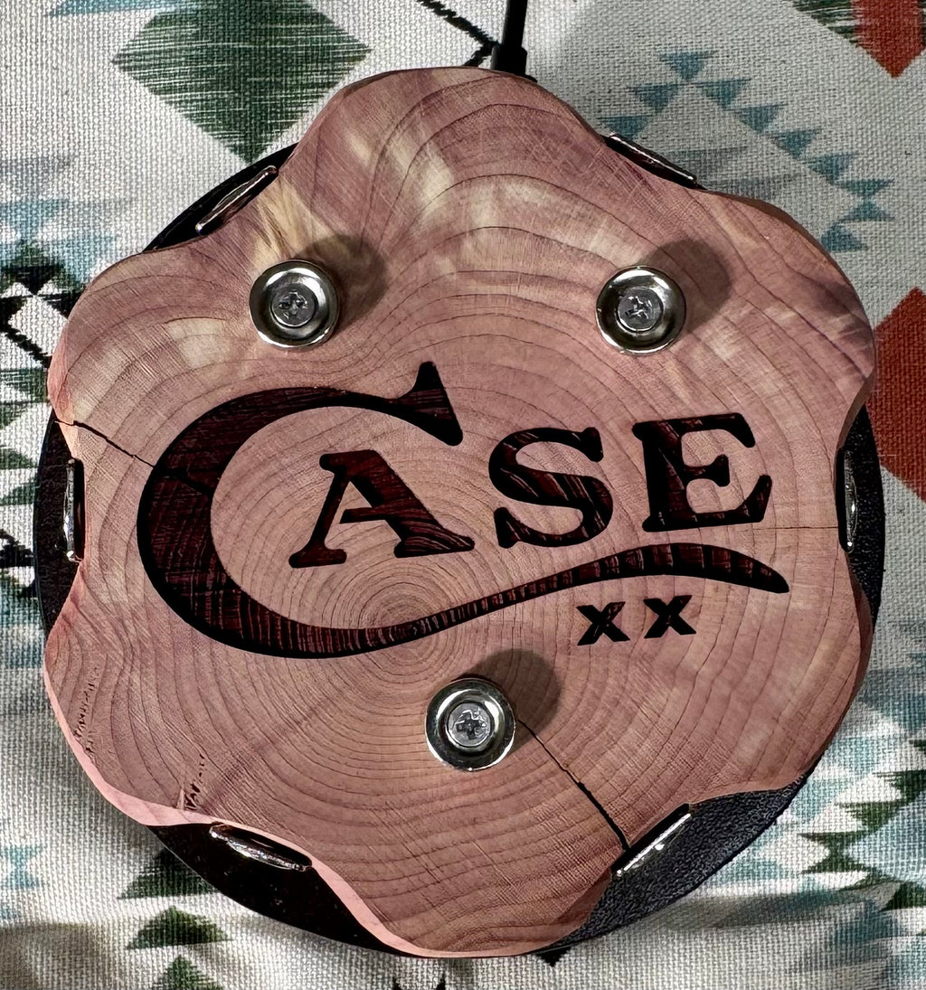 Handcrafted Rotating Cedar Case XX Collector Display – Patriotic 6 Knife Stand (One of a Kind)