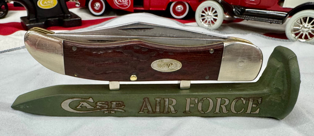 US Air Force Railroad Spike Knife Display – OD Green Case XX Engraved Stand w/ Magnetic Holder – Authentic Retired Alabama Rail Spike