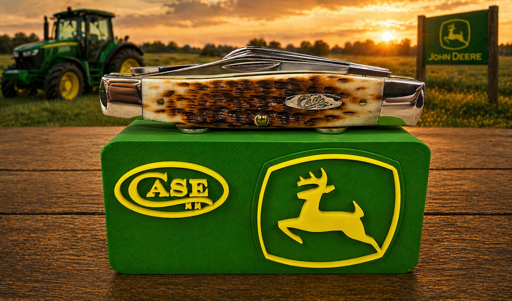 John Deere & Case XX Magnetic Knife Display Stand – 3D Printed EDC Holder (4” x 2” x 1.5”)