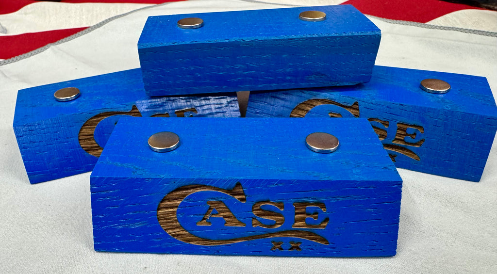 Handmade Case XX Blue Oak Wood Knife Display Stand - Set of 4