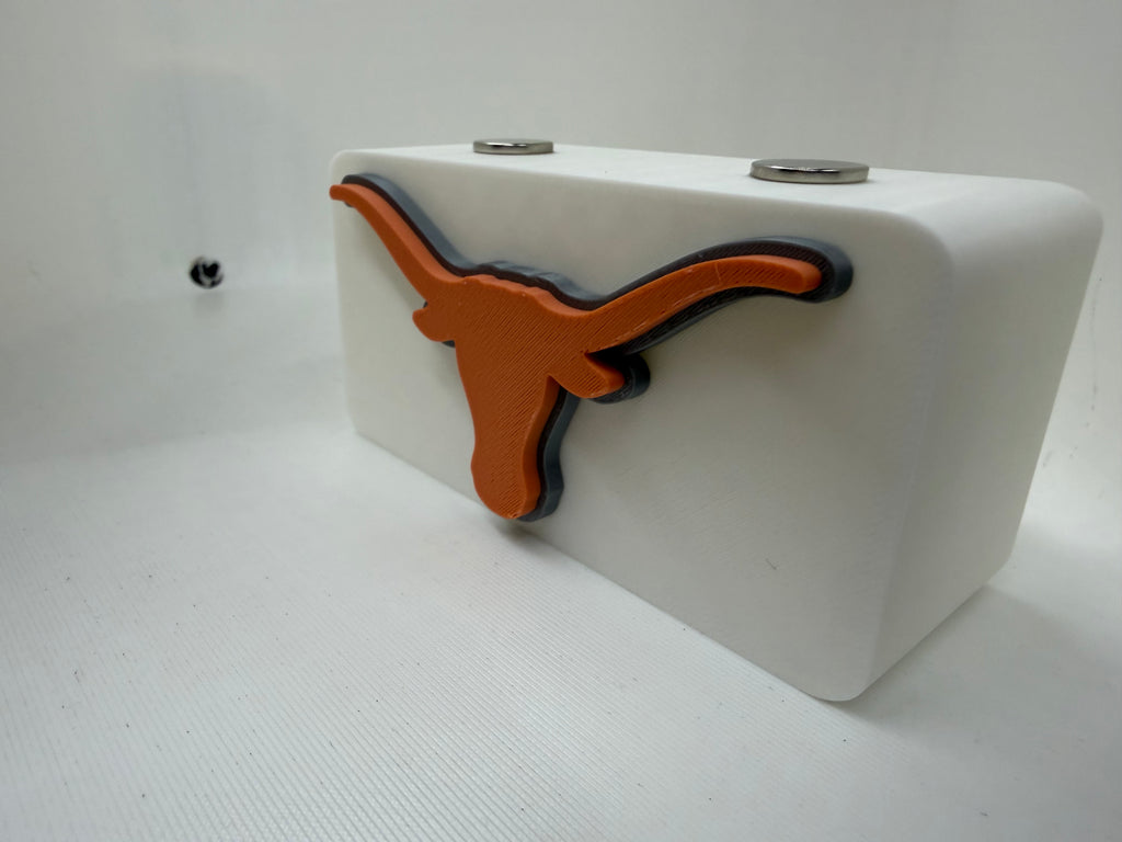 Texas Longhorns 3D Printed Magnetic Knife Display Block White with Orange Logo