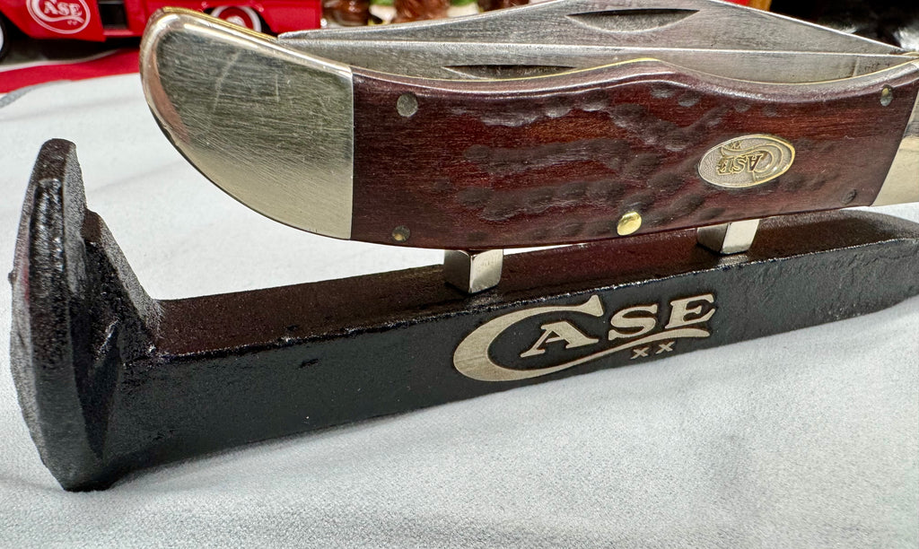 Case XX Black Railroad Spike Knife Display Stand – Magnetic Pocket Knife Holder – Handcrafted Steel Collector Display!