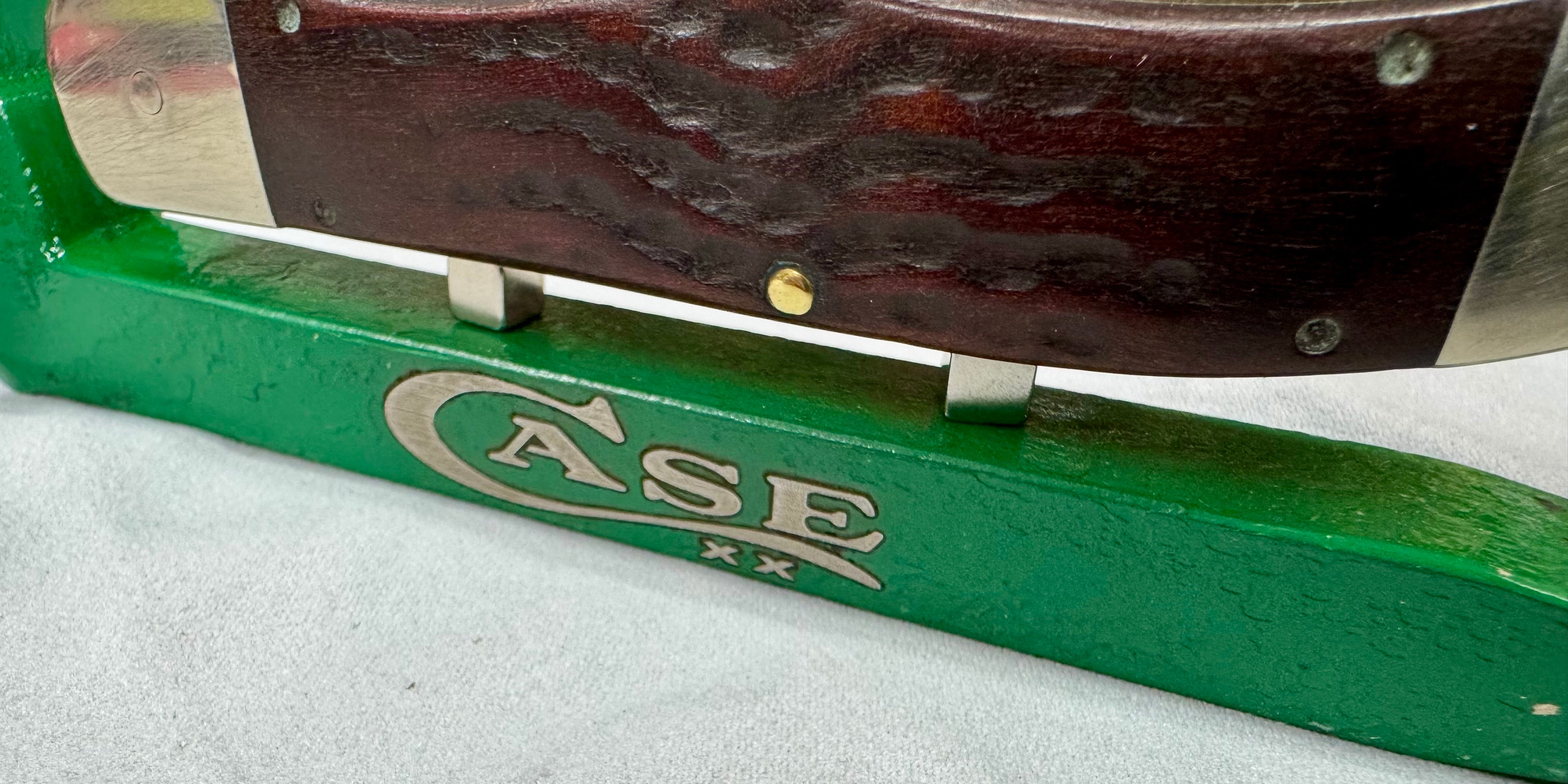 Case XX Green Railroad Spike Knife Display – Magnetic Pocket Knife Stand – Repurposed Railroad Spike
