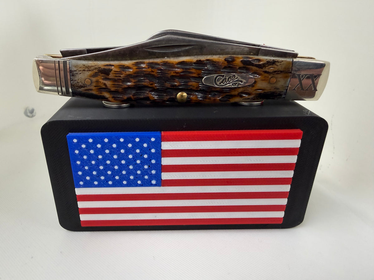 American Flag Magnetic Pocket Knife Display Block – 3D Printed in Black