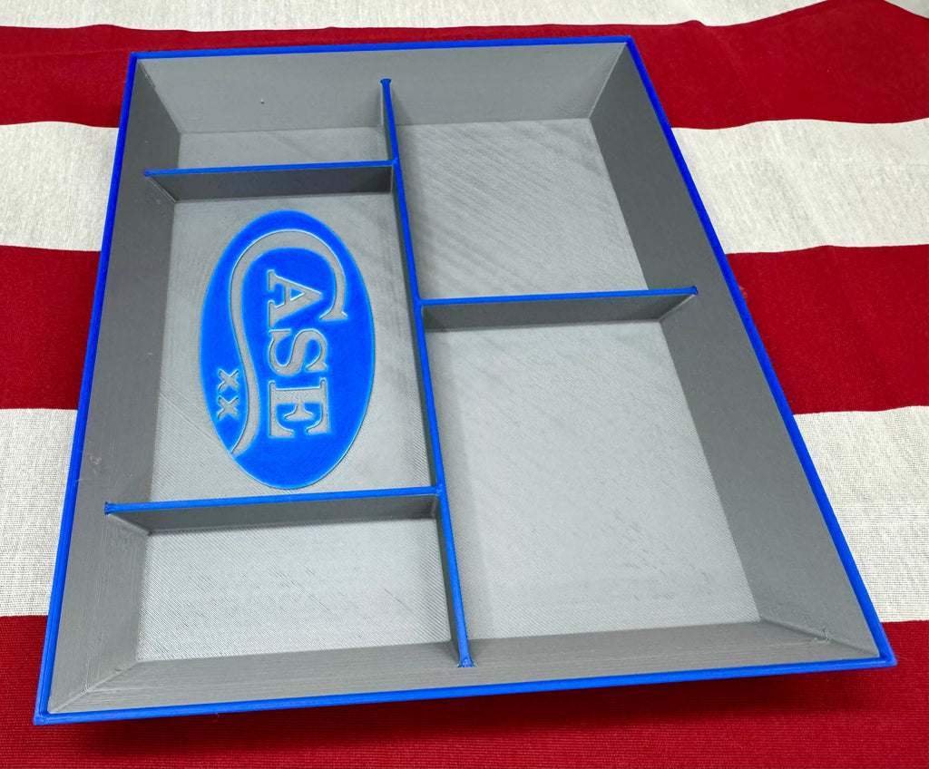 Blue & Gray Case XX EDC Pocket Dump Tray – 3D Printed Organizer | Knife Collector Catch-All Tray (8” x 10”)