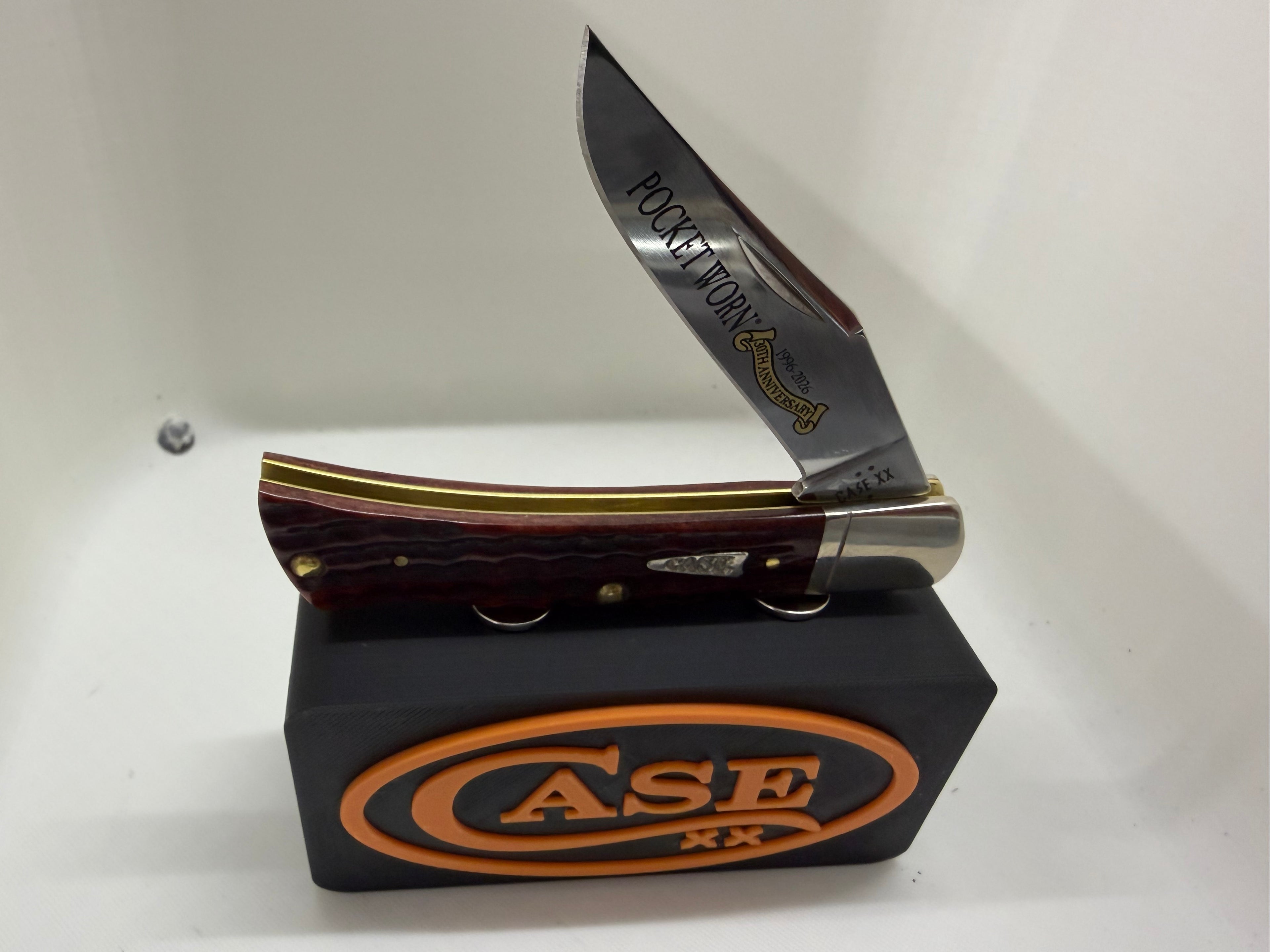 2026 Case XX Pocket Worn Mahogany Bone Corn Cob Jig Axe Handle Knife