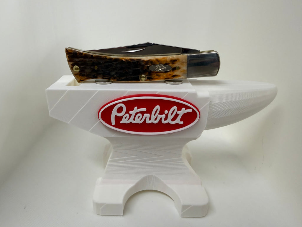 Peterbilt 3D Printed White Anvil Knife Display Stand – Magnetic Pocket Knife Holder