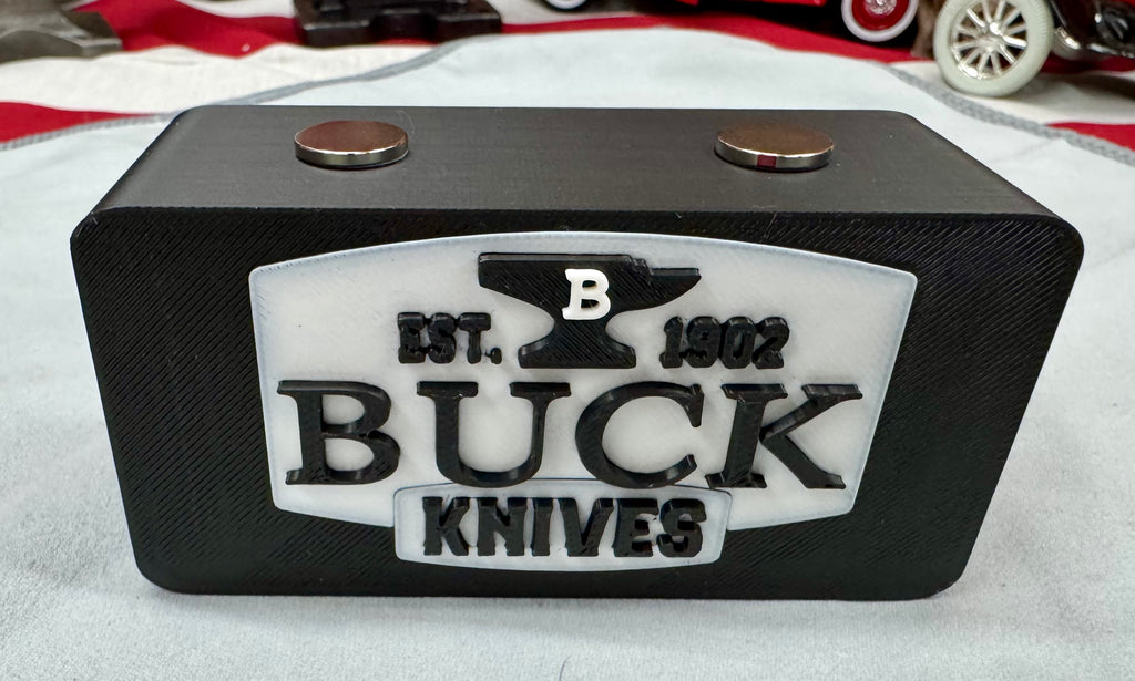 Buck Knives Magnetic Display Stand – Black 3D Printed Knife Holder (4” x 2” x 1.5”)