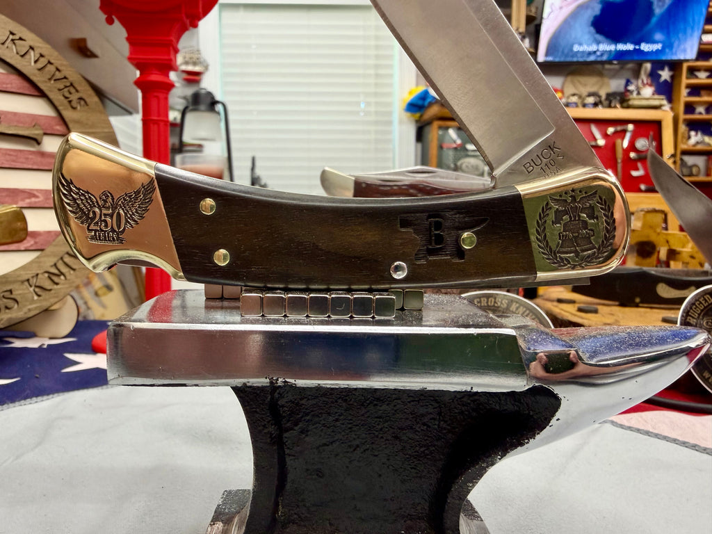 Buck 110 “America 250” Custom Edition – Liberty Bell & Eagle Engraved Comes With RCK Customs COA