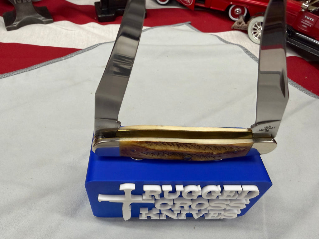 2025 Case XX Muskrat Knife Bonestag Handles Pocket Knife w/ Box USA Stag SS