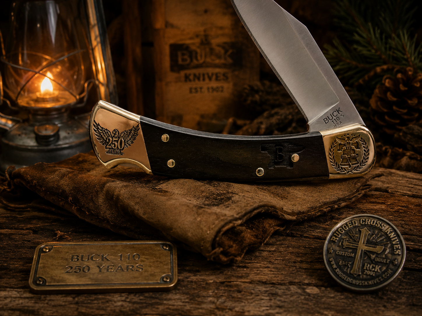 Buck 110 “America 250” Custom Edition – Liberty Bell & Eagle Engraved Comes With RCK Customs COA