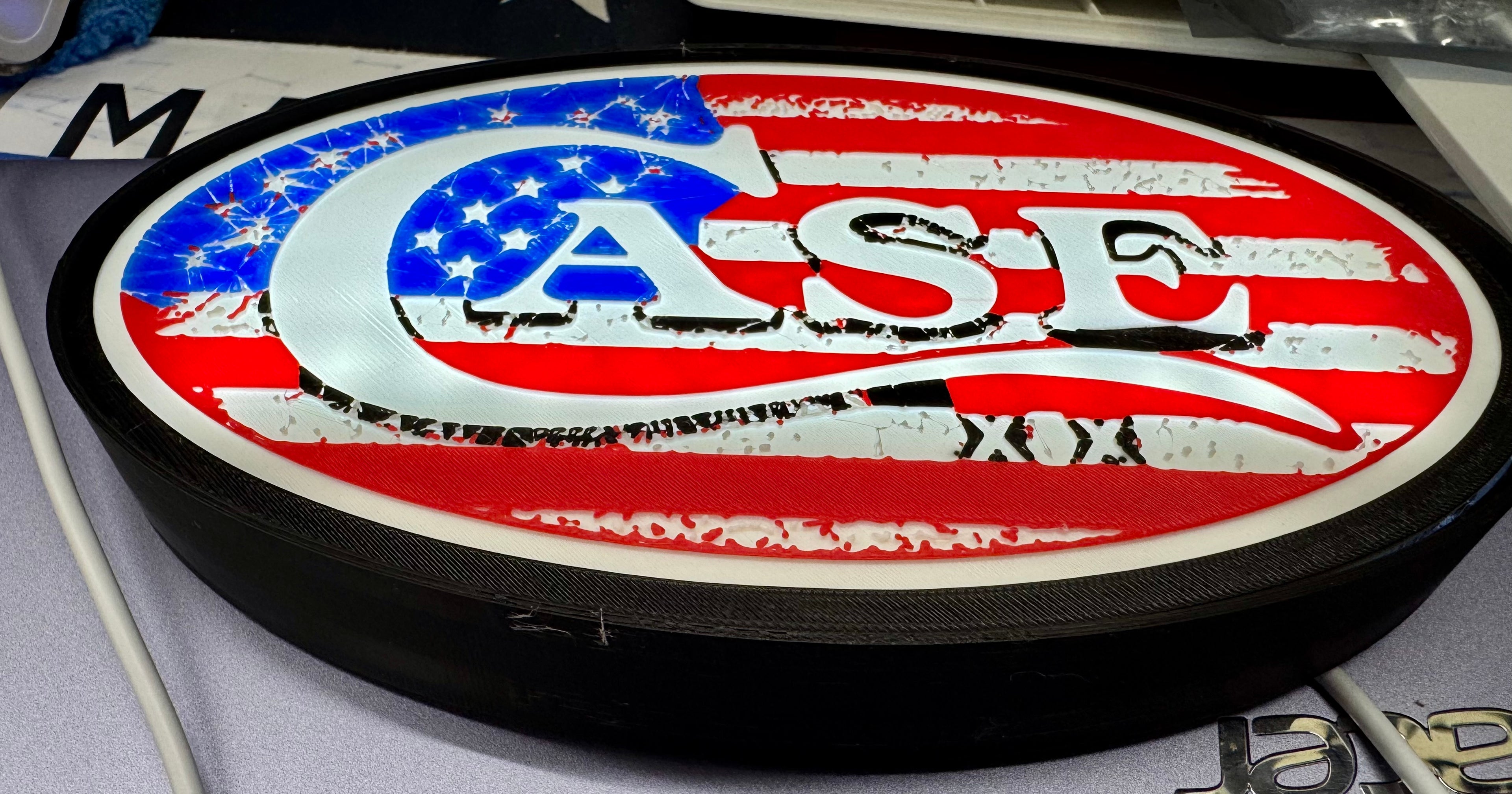 Limited Run Case XX American Flag Light Box – 3D Printed LED Knife Display Sign (10x6x1 1/2)