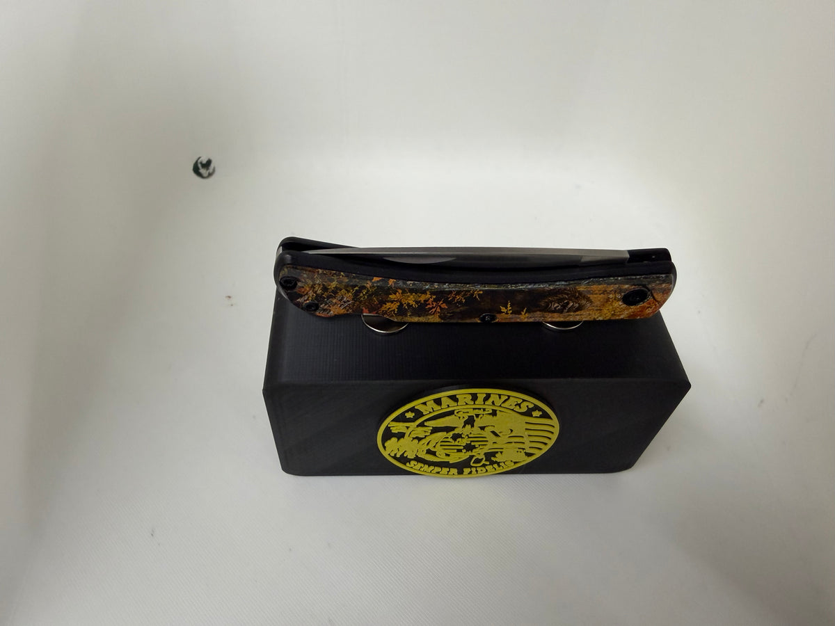 Black & Yellow Marines Magnetic Knife Display Block – Premium 3D Printed Collector Stand