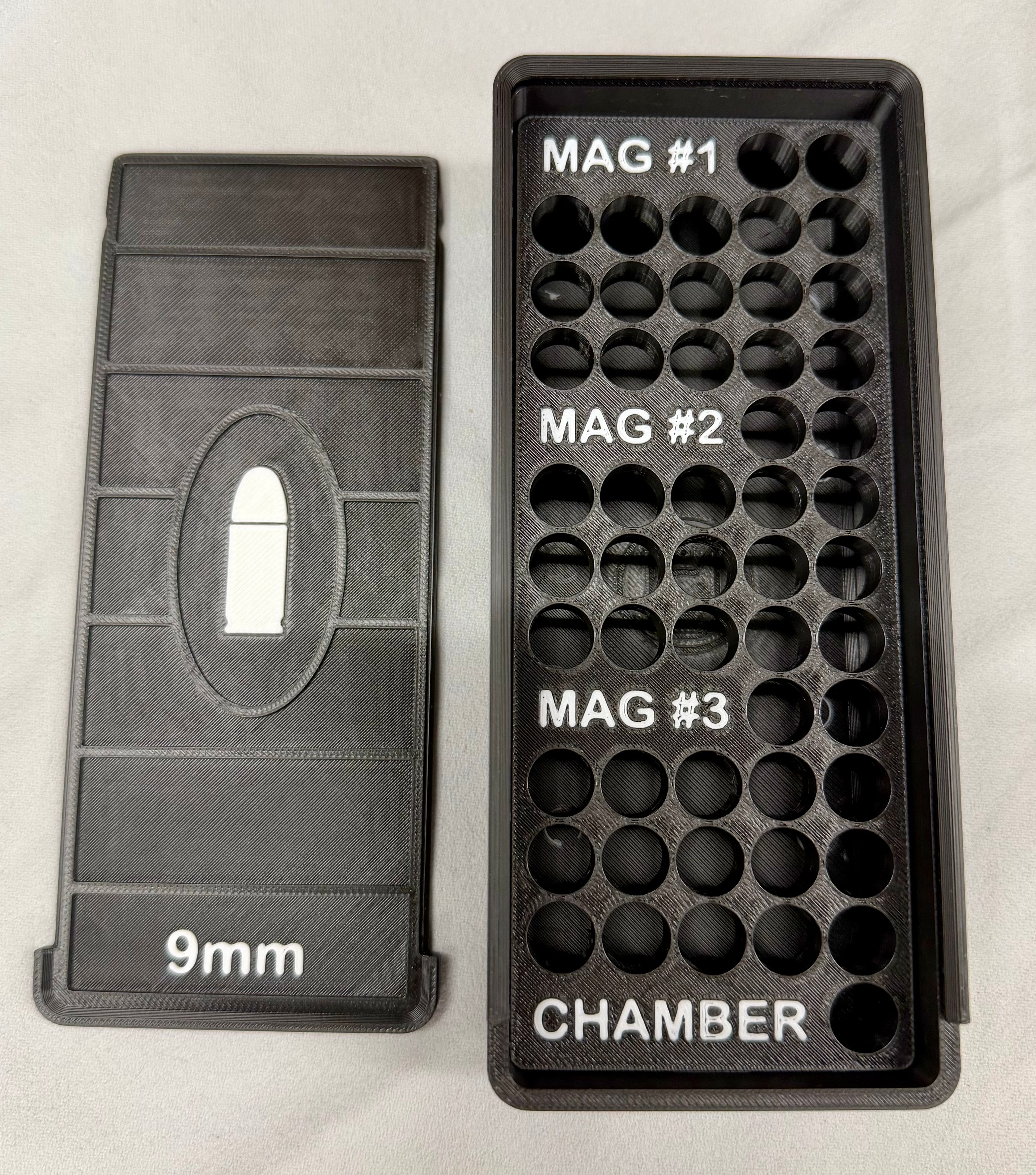 52 Round 9mm Ammo Box In Black & White 3D Printed Sliding Lock Case